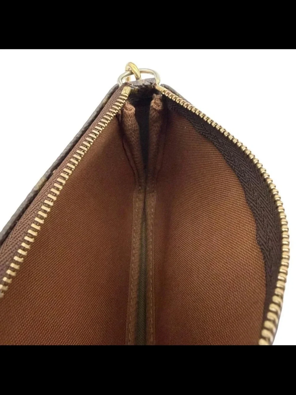 Louis Vuitton Monogram Mini Pochette in Brown with Gold Chain Strap